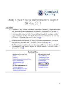 Daily Open Source Infrastructure Report 20 May 2013 Top Stories