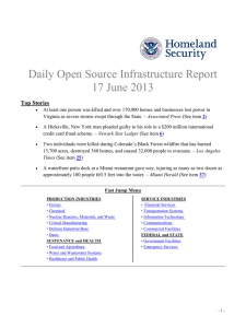 Daily Open Source Infrastructure Report 17 June 2013 Top Stories