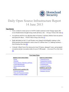 Daily Open Source Infrastructure Report 14 June 2013 Top Stories