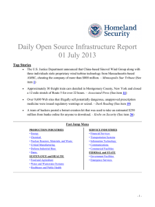 Daily Open Source Infrastructure Report 01 July 2013 Top Stories