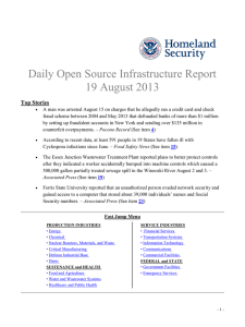 Daily Open Source Infrastructure Report 19 August 2013 Top Stories
