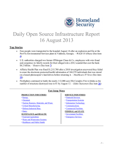 Daily Open Source Infrastructure Report 16 August 2013 Top Stories