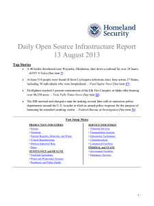 Daily Open Source Infrastructure Report 13 August 2013 Top Stories