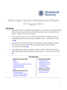 Daily Open Source Infrastructure Report 07 August 2013 Top Stories