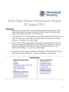 Daily Open Source Infrastructure Report 02 August 2013 Top Stories