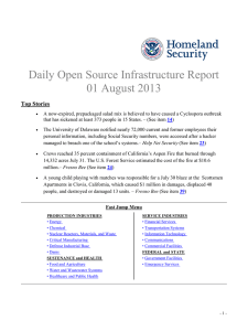 Daily Open Source Infrastructure Report 01 August 2013 Top Stories