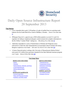 Daily Open Source Infrastructure Report 20 September 2013 Top Stories