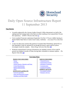 Daily Open Source Infrastructure Report 11 September 2013 Top Stories