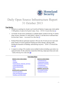 Daily Open Source Infrastructure Report 31 October 2013 Top Stories