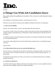 9 Things You Wish Job Candidates Knew
