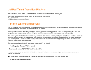 JobPad Talent Transition Platform  RESUME GUIDELINES