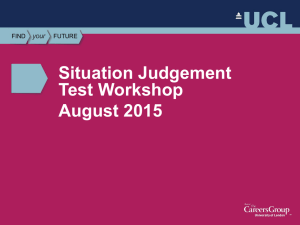 Situation Judgement Test Workshop August 2015