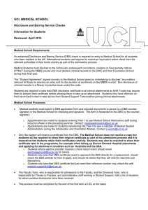 UCL MEDICAL SCHOOL Disclosure and Barring Service Checks Information for Students