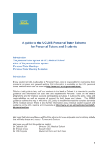 A guide to the UCLMS Personal Tutor Scheme