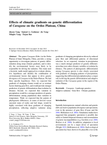 Effects of climatic gradients on genetic differentiation Jiuyan Yang