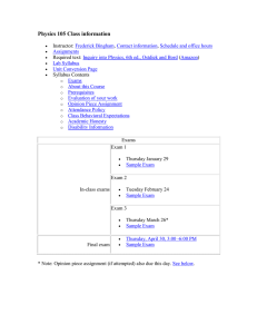 Physics 105 Class information