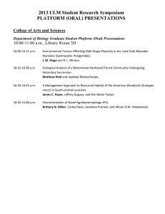 2013 ULM Student Research Symposium PLATFORM (ORAL) PRESENTATIONS