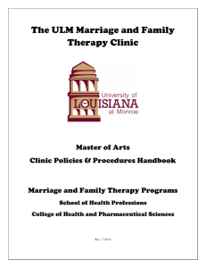 The ULM Marriage and Family Therapy Clinic Master of Arts
