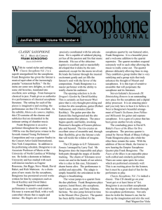 Saxophone J  O  U  R  N ... Jan/Feb 1995       Volume 19,... CLASSIC SAXOPHONE