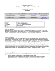 MUS 326L-001 SYLLABUS Field Experience in General Classroom Music (1 credit)