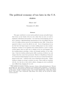 The political economy of tax laws in the U.S. states Elliott Ash