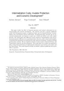 Intermediation Costs, Investor Protection and Economic Development ∗ Ant´onio Antunes