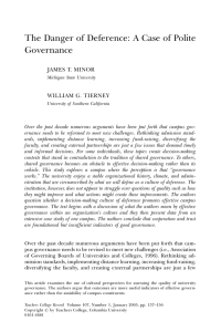 The Danger of Deference: A Case of Polite Governance JAMES T. MINOR