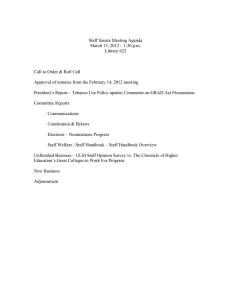 Staff Senate Meeting Agenda March 13, 2012 – 1:30 p.m. Library 622
