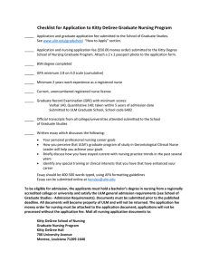 Checklist for Application to Kitty DeGree Graduate Nursing Program