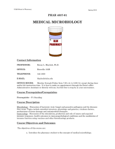 MEDICAL MICROBIOLOGY ULM PHARMACY PHAR 4037-01