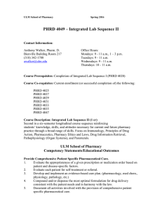 PHRD 4049 – Integrated Lab Sequence II