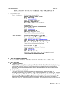 HEMATOLOGY ONCOLOGY MODULE: PHRD 5035, CRN 62145