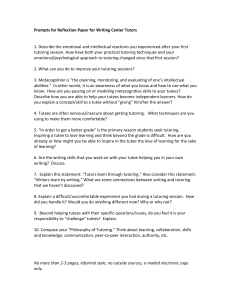 Prompts for Reflection Paper for Writing Center Tutors