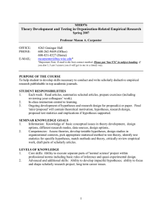 Theory Development and Testing in Organization-Related Empirical Research  OFFICE: 4263 Grainger Hall