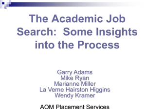 The Academic Job Search:  Some Insights into the Process Garry Adams