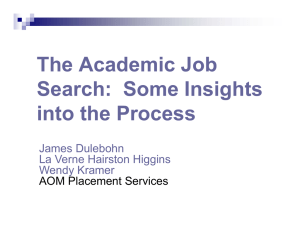 The Academic Job Search:  Some Insights into the Process James Dulebohn