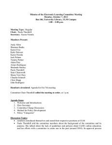 Minutes of the Electronic Learning Committee Meeting Monday, October 7, 2013