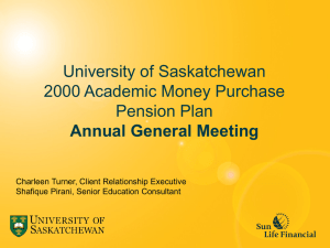 University of Saskatchewan 2000 Academic Money Purchase Pension Plan