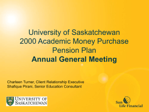 University of Saskatchewan 2000 Academic Money Purchase Pension Plan