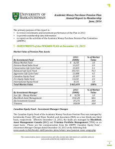 Academic Money Purchase Pension Plan Annual Report to Membership June, 2014