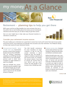 At a Glance my money Retirement – to help you get there