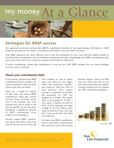 At a Glance my money Strategies for RRSP success