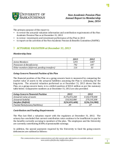 Non-Academic Pension Plan Annual Report to Membership June, 2014