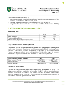 Non-Academic Pension Plan Annual Report to Membership July, 2013