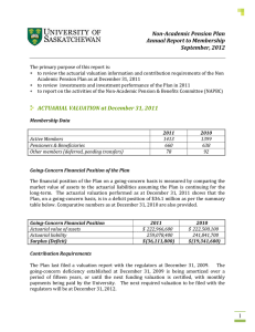 Non-Academic Pension Plan Annual Report to Membership September, 2012