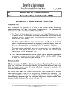 Amendments to the Non Academic Pension Plan