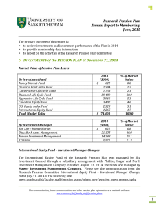 Research Pension Plan Annual Report to Membership June, 2015