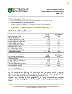 Research Pension Plan Annual Report to Membership July, 2013