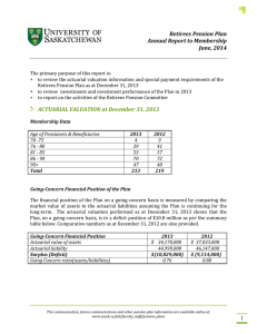 Retirees Pension Plan Annual Report to Membership June, 2014