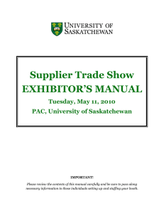 Supplier Trade Show EXHIBITOR’S MANUAL  Tuesday, May 11, 2010